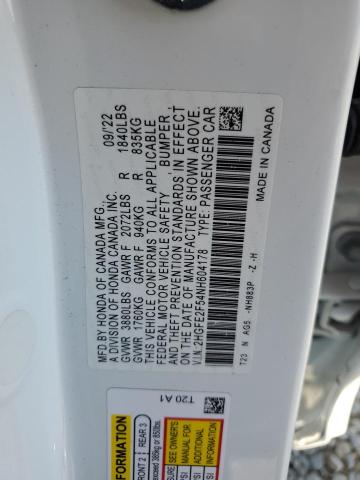 2022 HONDA CIVIC SPOR - 2HGFE2F54NH604178