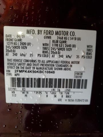 2019 FORD EDGE TITAN - 2FMPK4K90KBC10848