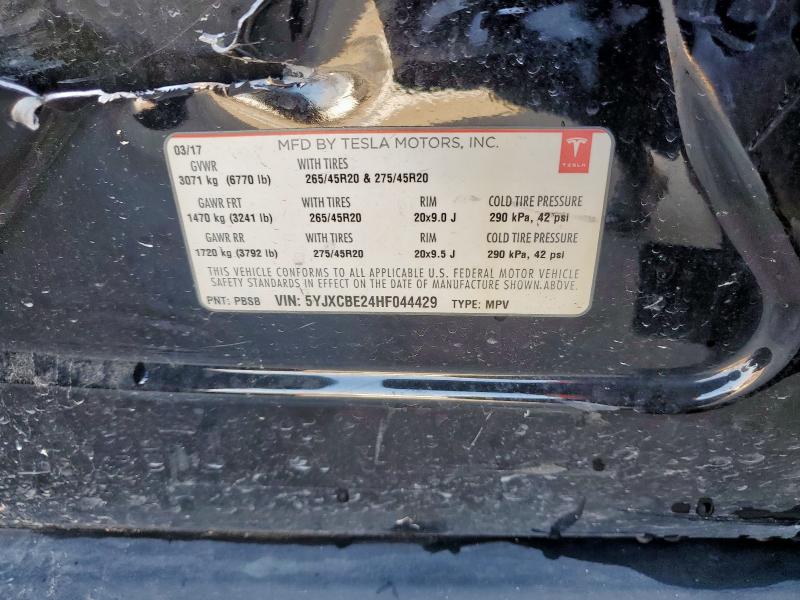 2017 TESLA MODEL X 5YJXCBE24HF044429