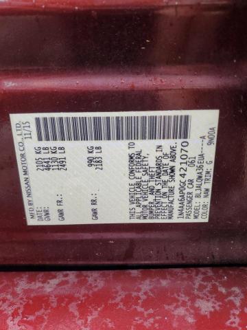 2016 NISSAN MAXIMA 3.5 1N4AA6AP0GC421070