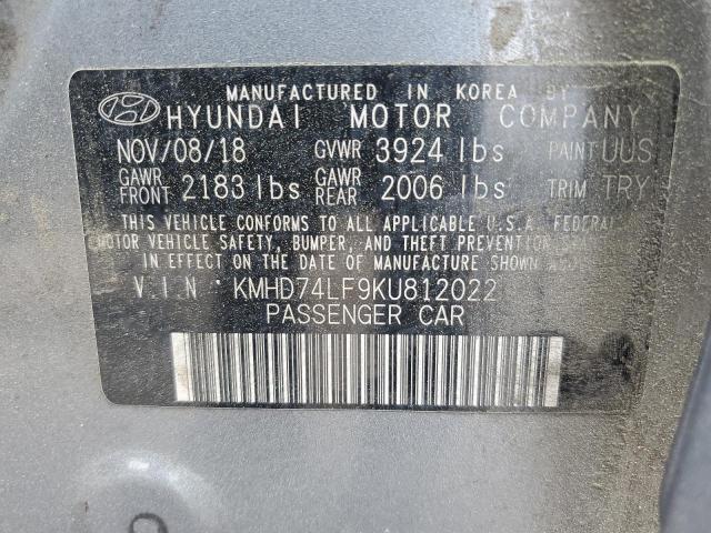 2019 HYUNDAI ELANTRA SE - KMHD74LF9KU812022