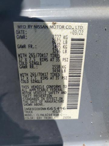 2022 NISSAN FRONTIER S - 1N6ED1EK0NN665496