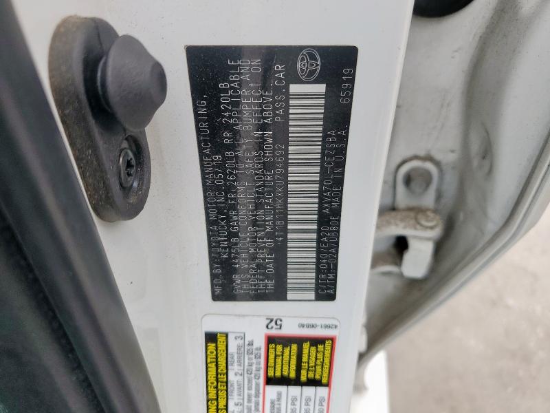 2019 TOYOTA CAMRY L 4T1B11HKXKU794692