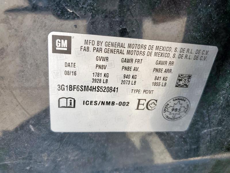 2017 CHEVROLET CRUZE PREM 3G1BF6SM4HS520841
