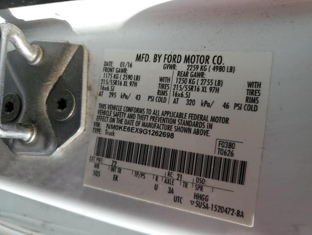 2016 FORD TRANSIT CO NM0KE6EX9G1262698