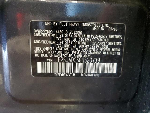 2016 SUBARU FORESTER 2 - JF2SJADC5GH520739