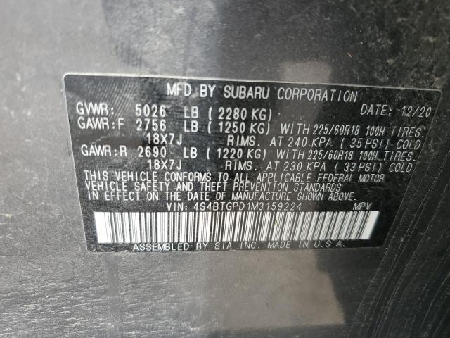 2021 SUBARU OUTBACK TO 4S4BTGPD1M3159224