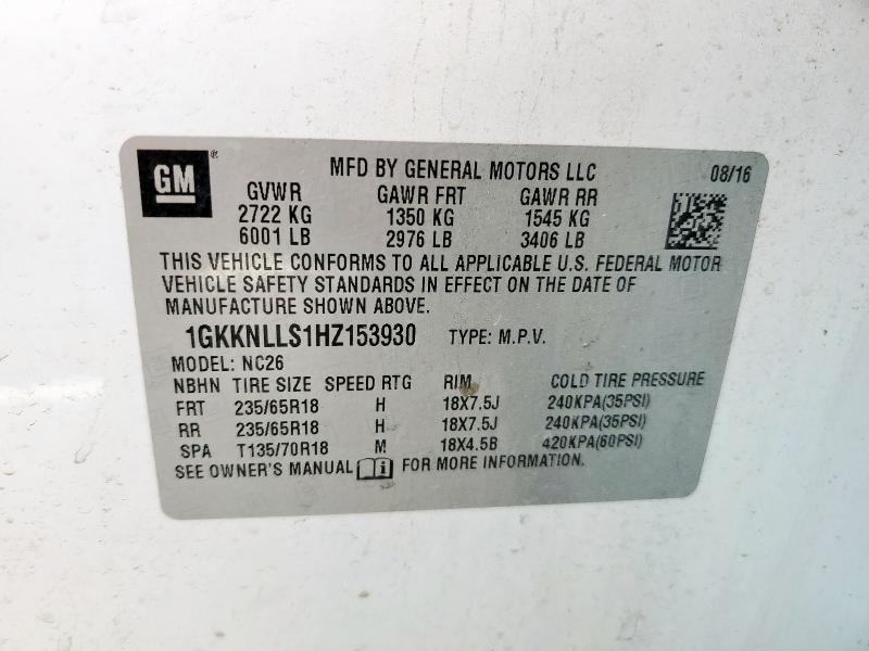 2017 GMC ACADIA SLE 1GKKNLLS1HZ153930