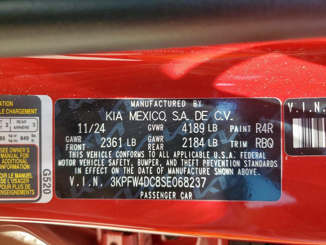 2025 KIA K4 GT-LINE 3KPFW4DC8SE068237