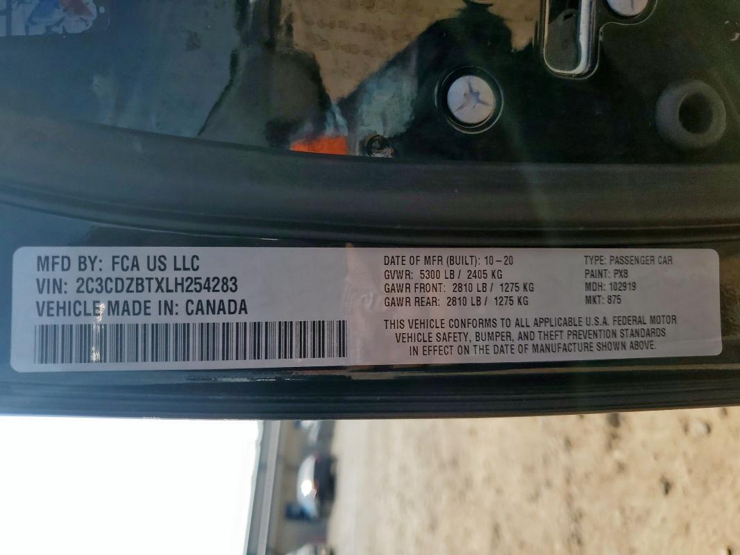 2020 DODGE CHALLENGER - 2C3CDZBTXLH254283