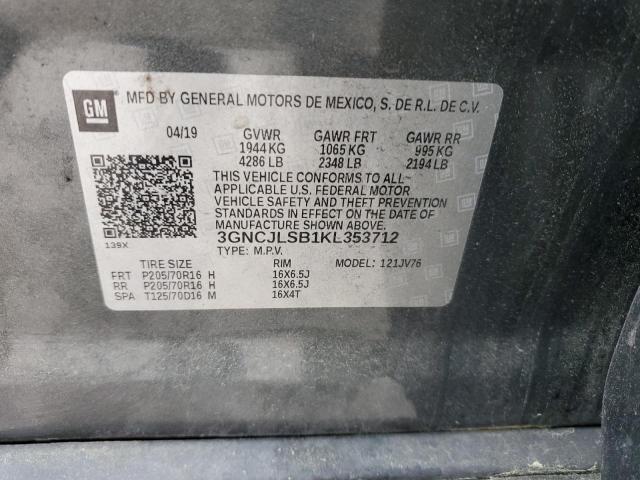 2019 CHEVROLET TRAX 1LT 3GNCJLSB1KL353712