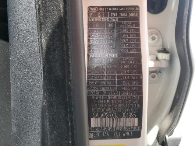 2018 LAND ROVER RANGE ROVE - SALVP2RX1JH304995