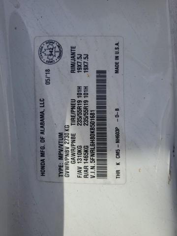 2019 HONDA ODYSSEY TO 5FNRL6H80KB501681