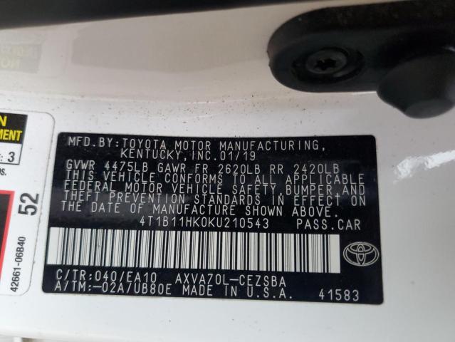 2019 TOYOTA CAMRY L - 4T1B11HK0KU210543