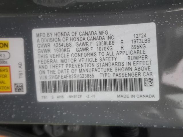 2025 HONDA CIVIC 2HGFE4F82SH323885