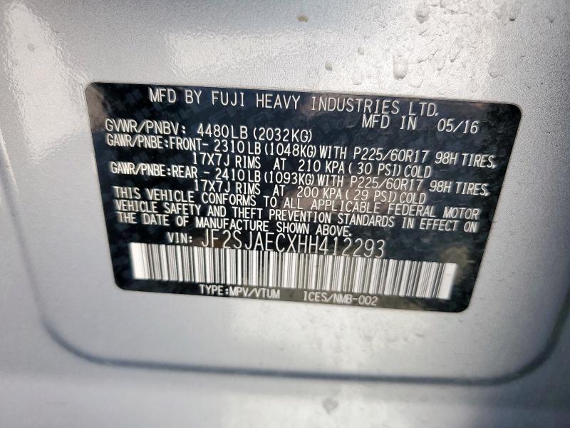 2017 SUBARU FORESTER 2 - JF2SJAECXHH412293