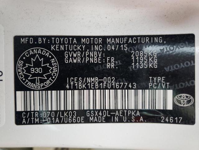 2015 TOYOTA AVALON XLE 4T1BK1EB1FU167743