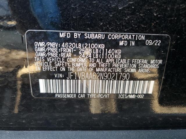 2022 SUBARU WRX JF1VBAA62N9021790