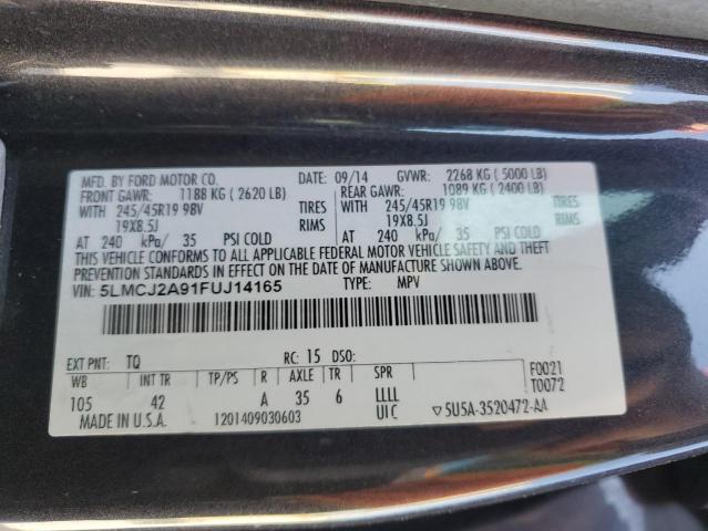 2015 LINCOLN MKC 5LMCJ2A91FUJ14165