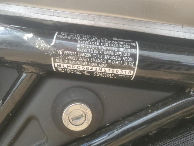 2022 HONDA CMX500 A2 MLHPC5643N5100310