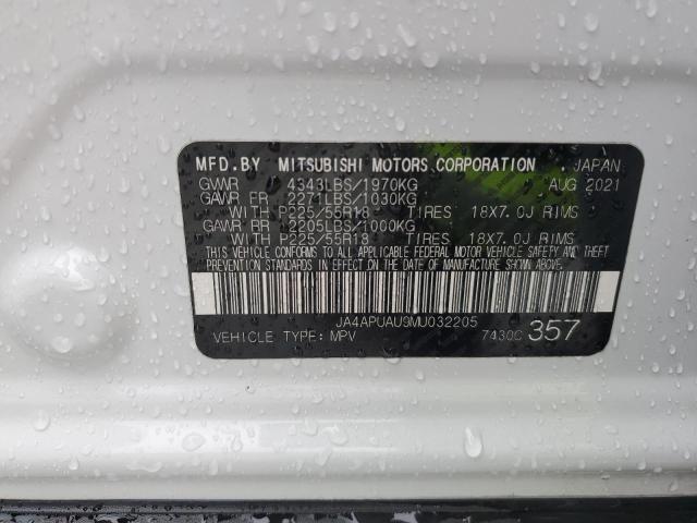 2021 MITSUBISHI OUTLANDER JA4APUAU9MU032205