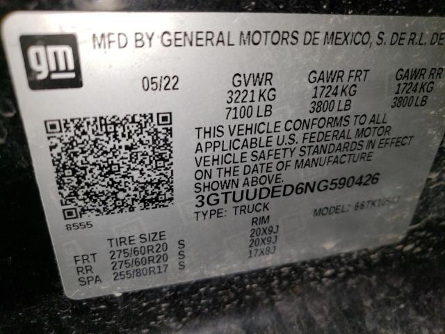 2022 GMC SIERRA K15 - 3GTUUDED6NG590426