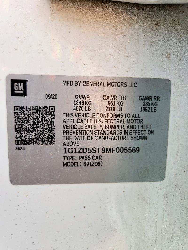 2021 CHEVROLET MALIBU LT 1G1ZD5ST8MF005569