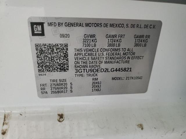 2020 GMC SIERRA K1500 SLT 3GTU9DED2LG445821