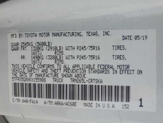 2019 TOYOTA TACOMA ACC 5TFRX5GNXKX155988