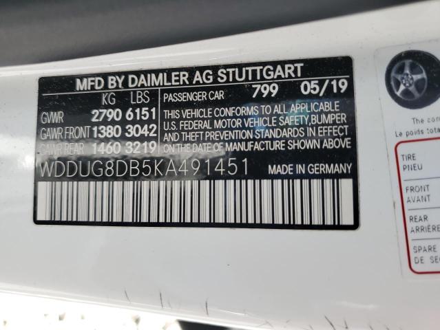 2019 MERCEDES-BENZ S 560 - WDDUG8DB5KA491451