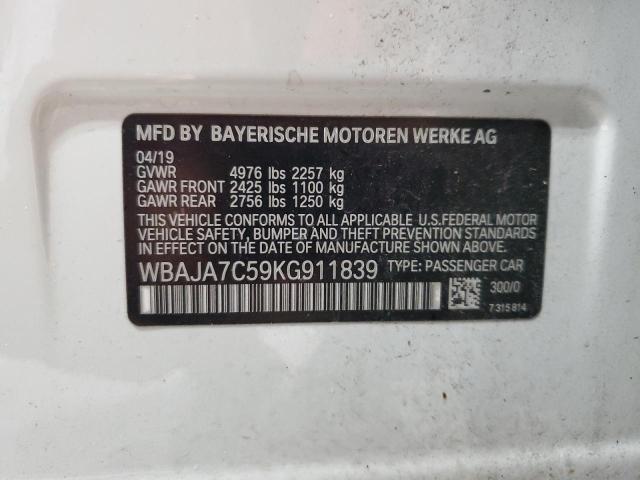 2019 BMW 530 XI WBAJA7C59KG911839