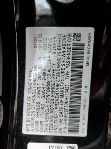 2022 HONDA CIVIC SPOR - 2HGFE2F50NH513425