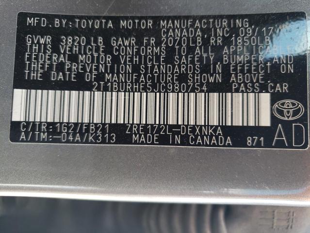 2018 TOYOTA COROLLA L - 2T1BURHE5JC980754