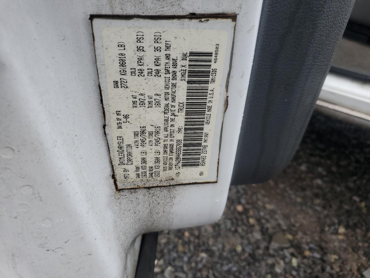 Lot #3278606937 2006 DODGE DAKOTA QUA