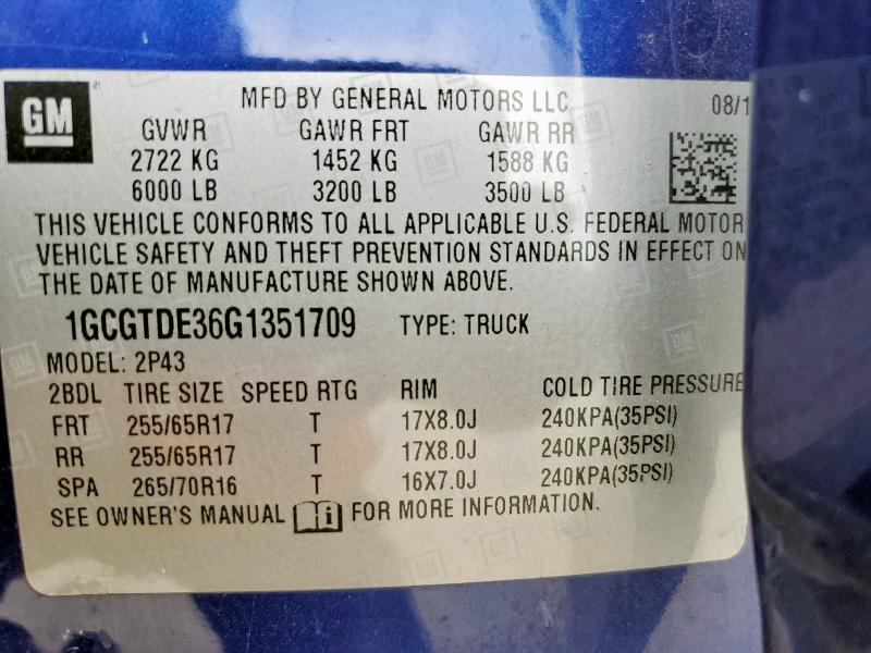 2016 CHEVROLET COLORADO Z - 1GCGTDE36G1351709