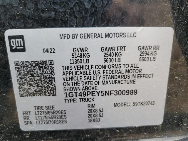 2022 GMC SIERRA K25 1GT49PEY5NF300989