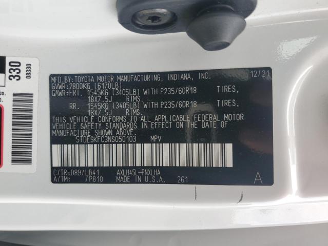 2022 TOYOTA SIENNA LIM 5TDESKFC3NS050103