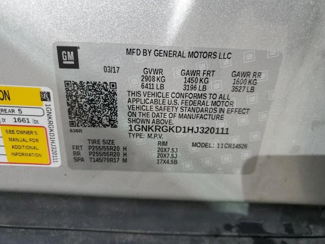 2017 CHEVROLET TRAVERSE L - 1GNKRGKD1HJ320111