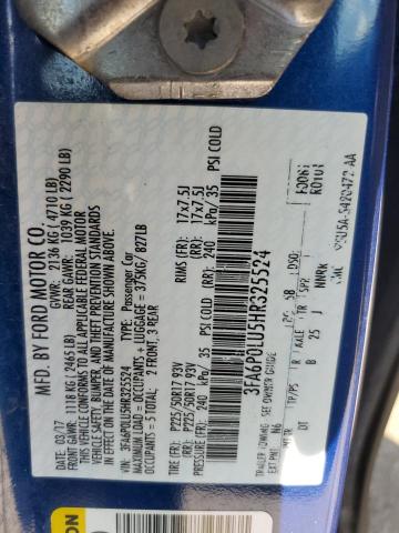 2017 FORD FUSION SE - 3FA6P0LU5HR325524