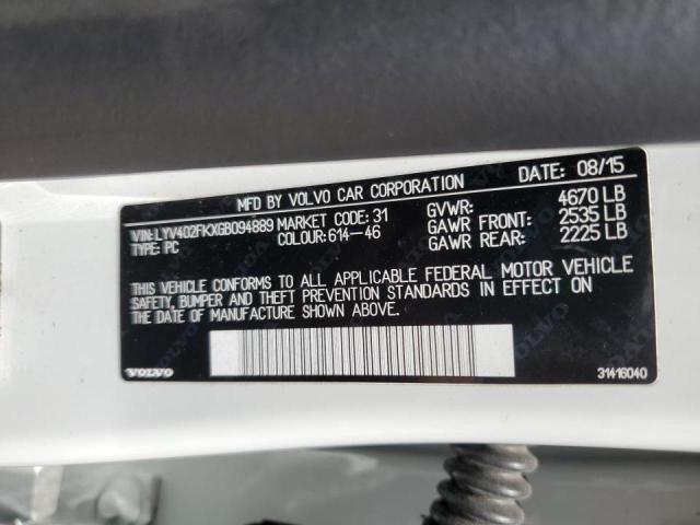 2016 VOLVO S60 PREMIE LYV402FKXGB094889