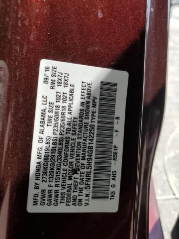 2016 HONDA ODYSSEY TO - 5FNRL5H94GB142250