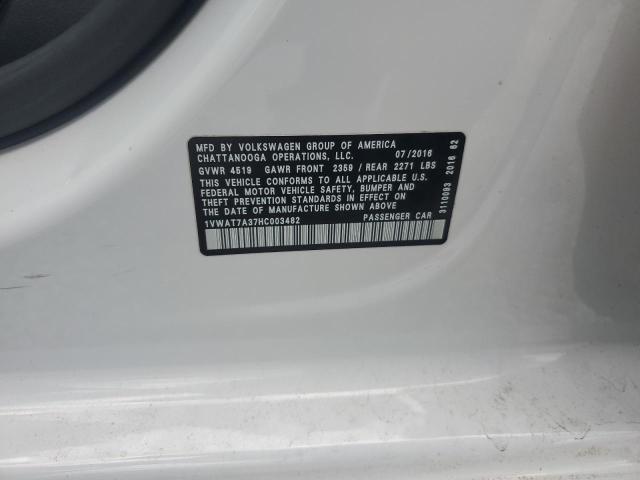 2017 VOLKSWAGEN PASSAT S - 1VWAT7A37HC003482
