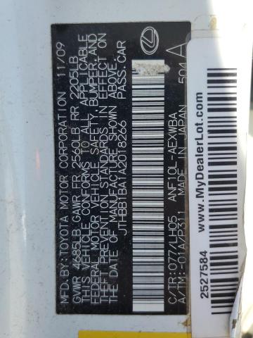 2010 LEXUS HS 250H - JTHBB1BA1A2018266