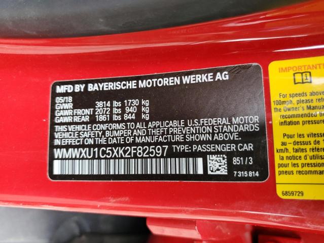 2019 MINI COOPER WMWXU1C5XK2F82597