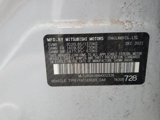 2022 MITSUBISHI MIRAGE ES ML32AUHJ8NH002326