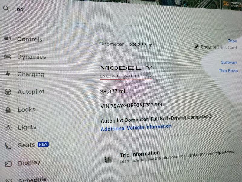 2022 TESLA MODEL Y - 7SAYGDEF0NF312799