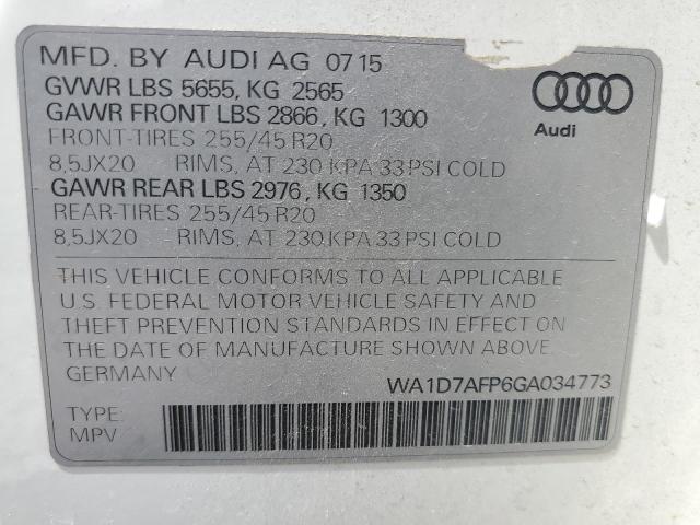 2016 AUDI Q5 PREMIUM - WA1D7AFP6GA034773