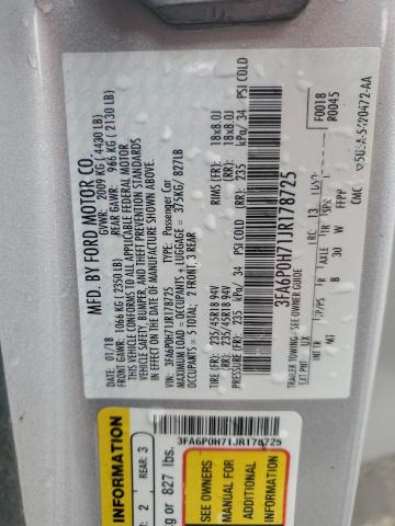 2018 FORD FUSION SE - 3FA6P0H71JR178725