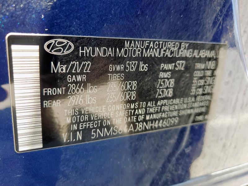 2022 HYUNDAI SANTA FE S - 5NMS64AJ8NH446099