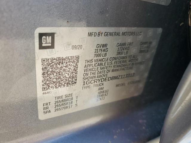 2021 CHEVROLET SILVERADO - 1GCRYDED8MZ113313